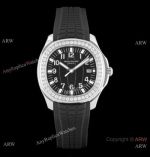 Swiss Quality Replica Patek Philippe Aquanaut 8215 Watch SS Black Dial Diamond Bezel